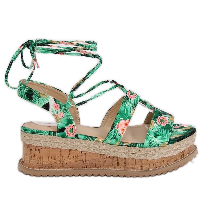 Zelene espadrile sandale JH116 Flower Green zelena