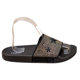 SHELOVET Papuče od velura sa zvjezdicama crna