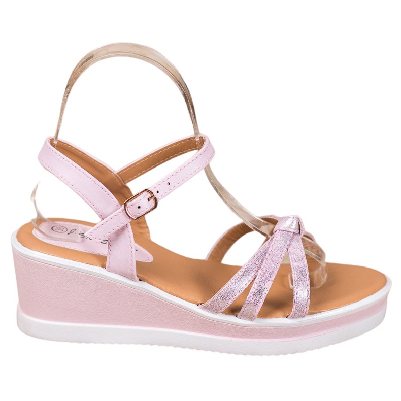 SHELOVET Ležerni klinovi s eko kožom ružičasta