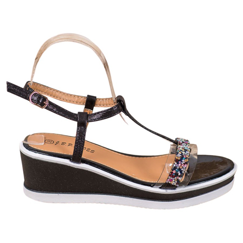 SHELOVET Elegantni klinovi s eko kožom crno