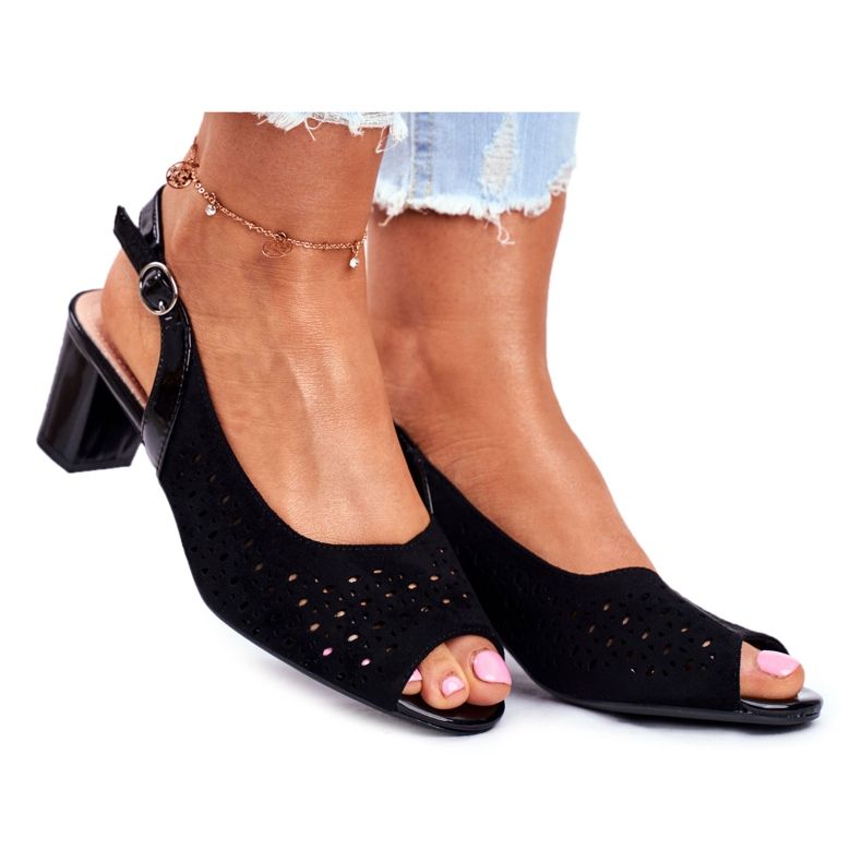 Ženske sandale na visoku petu Sergio Leone crna SK832 crno