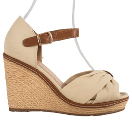 SHELOVET Sandale s visokim potpeticama smeđa