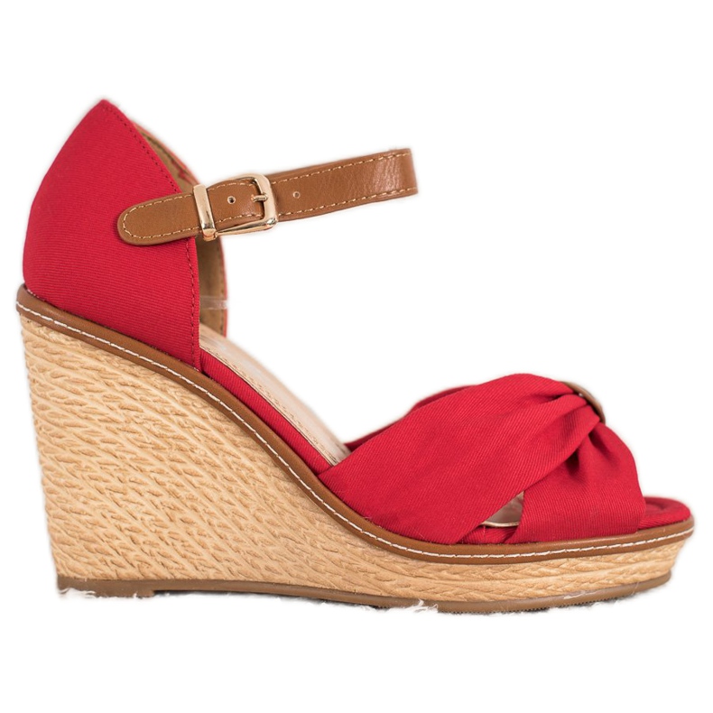 SHELOVET Sandale s visokim potpeticama crvena