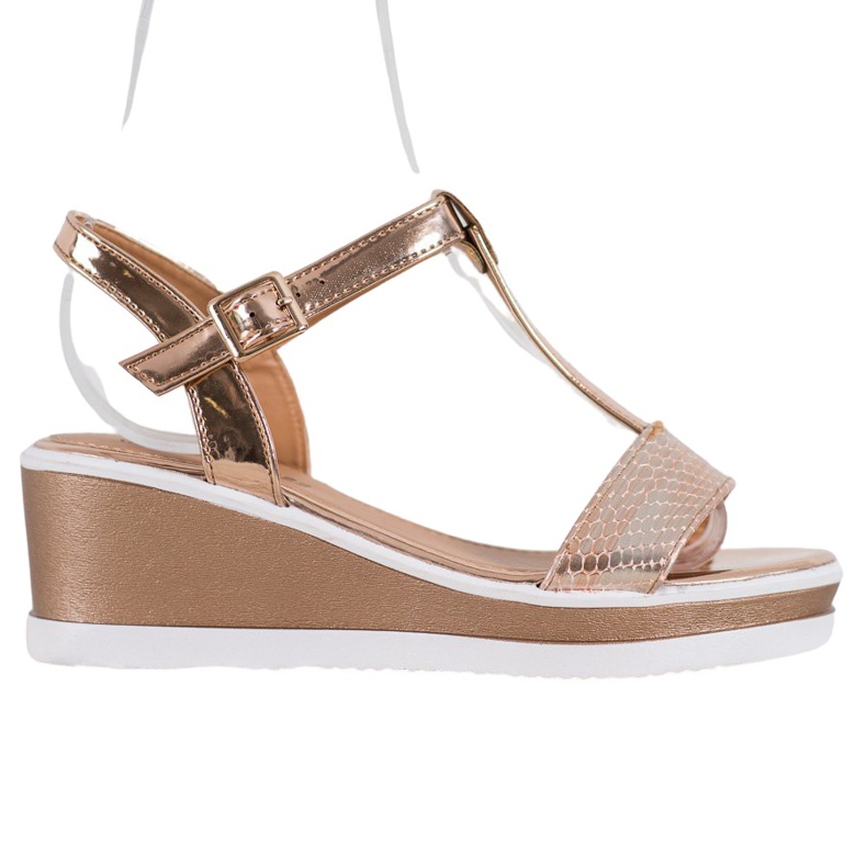 SHELOVET Zlatni klinovi s eko kožom zlatna