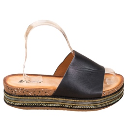 SHELOVET Crne papuče na platformi crna