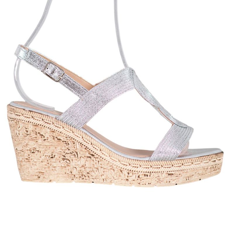 Renda Elegantne sandale na klin siva