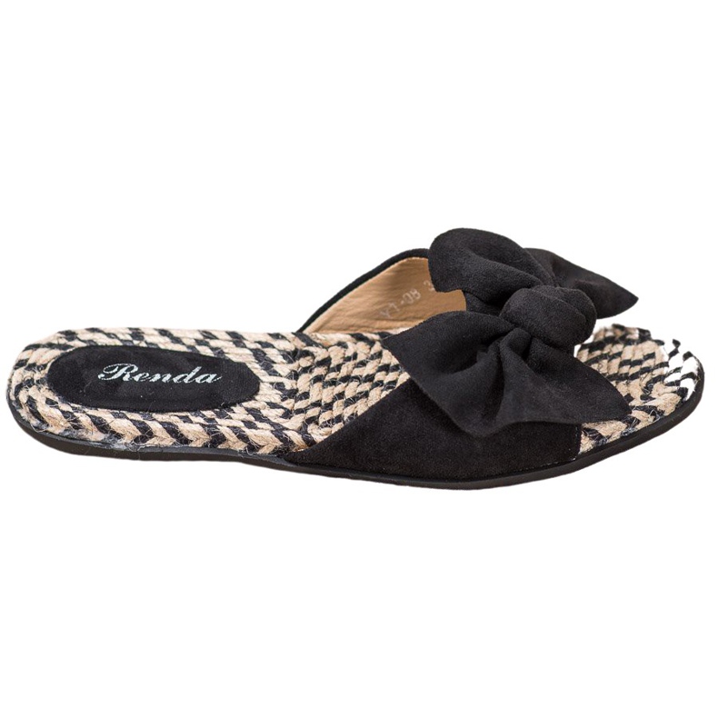 Renda Elegantne papuče s mašnom crno