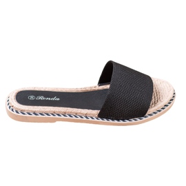 Renda Tekstilne crne papuče crna