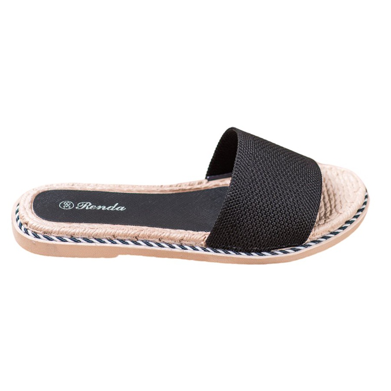 Renda Tekstilne crne papuče crno