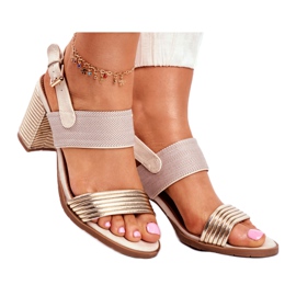 EVE Ženske sandale na post bež i zlatni Emmy