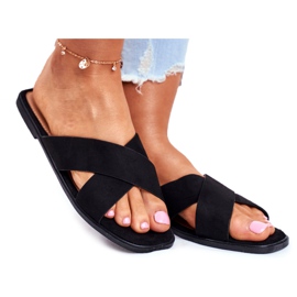 Ženske papuče, pruge, križ, crni Filipini crno