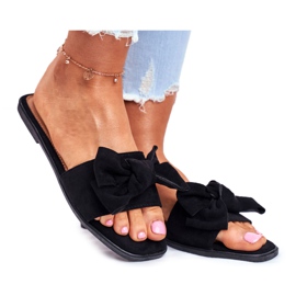 Malezijske ženske papuče s crnim mašnicama crna