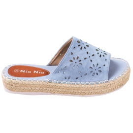 Nio Nio Papuče na platformi od slame plava