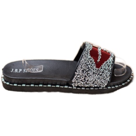 SHELOVET Srebrne papuče s aplikacijom siva