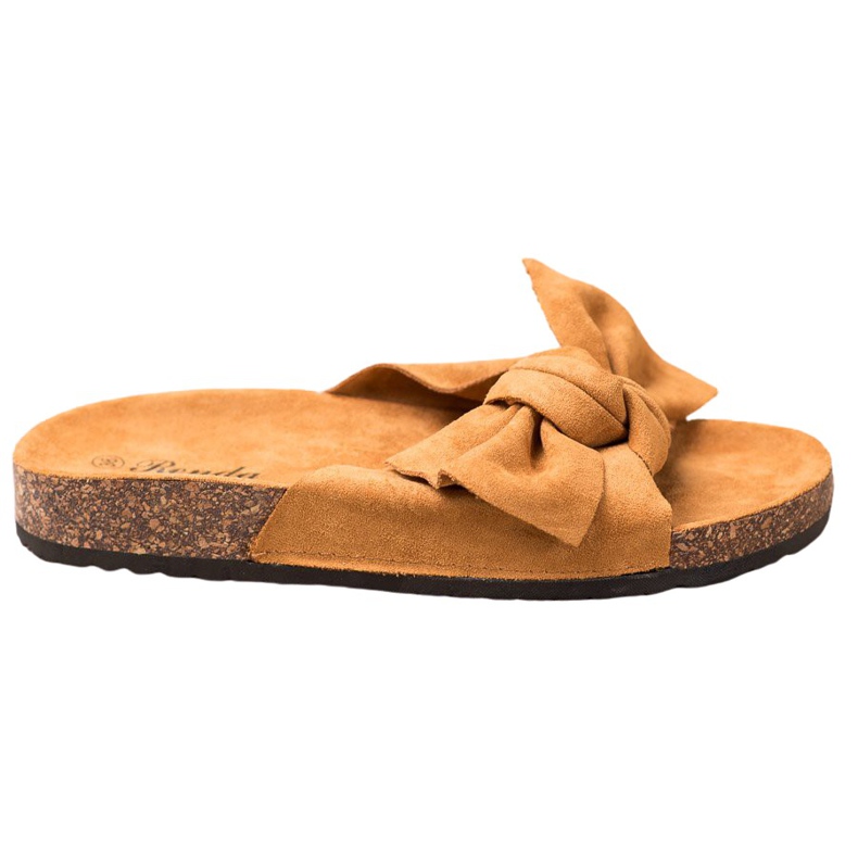 Renda Udobne papuče s mašnom smeđa