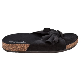 Renda Udobne papuče s mašnom crno