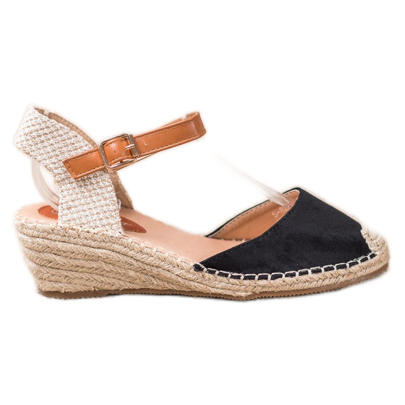 Renda Espadrile s otkrivenom petom crno