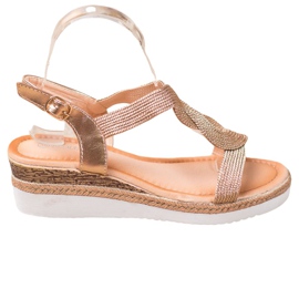 Diamantique Sandale s tekstilom na klin zlatni