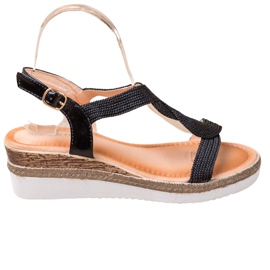 Diamantique Sandale s tekstilom na klin crno