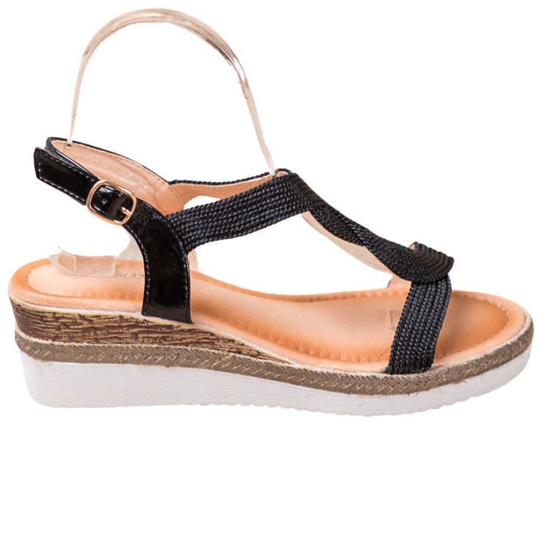 Diamantique Sandale s tekstilom na klin crno