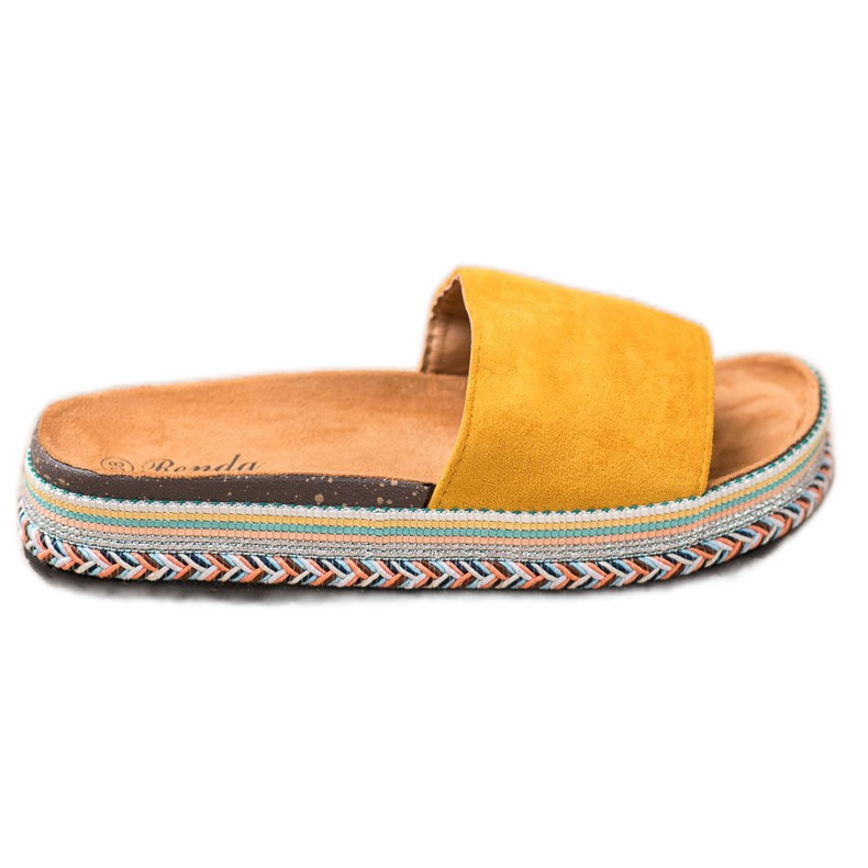 Renda Papuče na platformi žuta boja