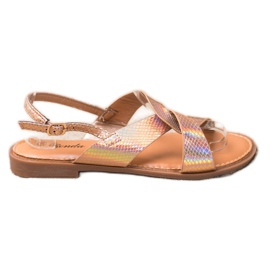 Renda Sandale s Holo efektom zlatni