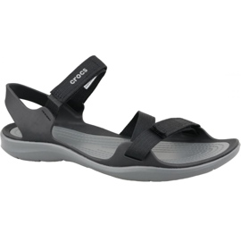 Crocs Swiftwater sandala sa trakom W 204804-001 crna siva