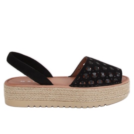 Crne WH931 Crne ažur espadrile sandale crno