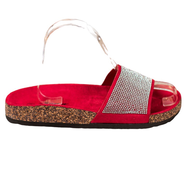 Bona Papuče s kubnim cirkonijem crvena