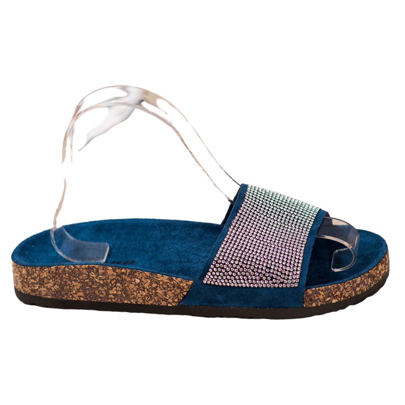 Bona Papuče s kubnim cirkonijem plava