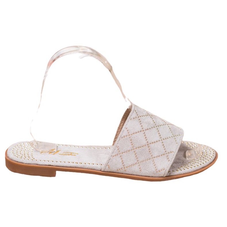 SHELOVET Elegantne papuče od antilopa siva