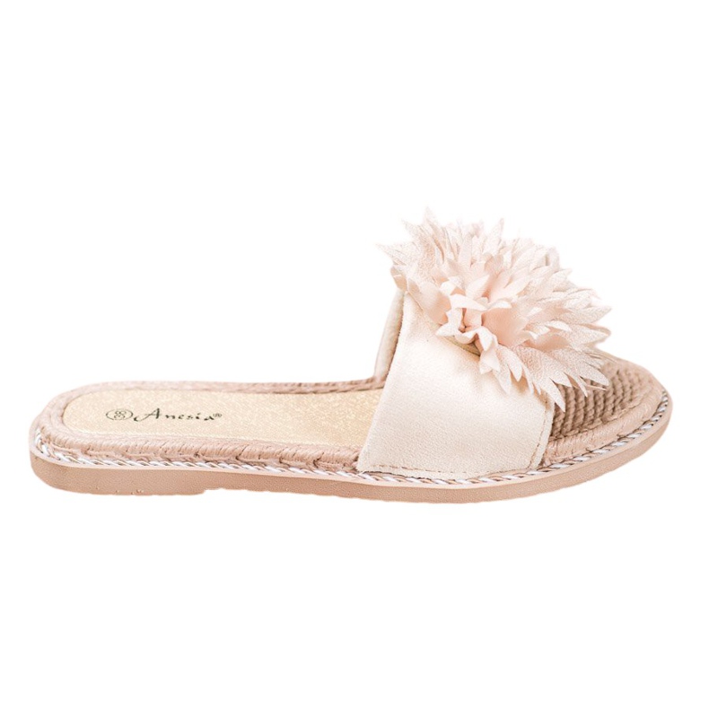 Anesia Paris Elegantne papuče s ukrasom bež