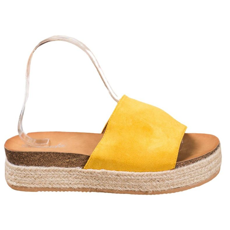 Renda Papuče od antilopa na platformi žuta boja