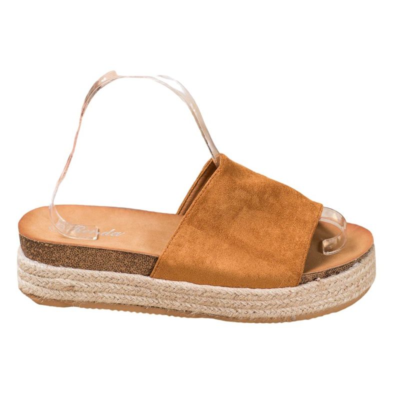 Renda Papuče od antilopa na platformi smeđa