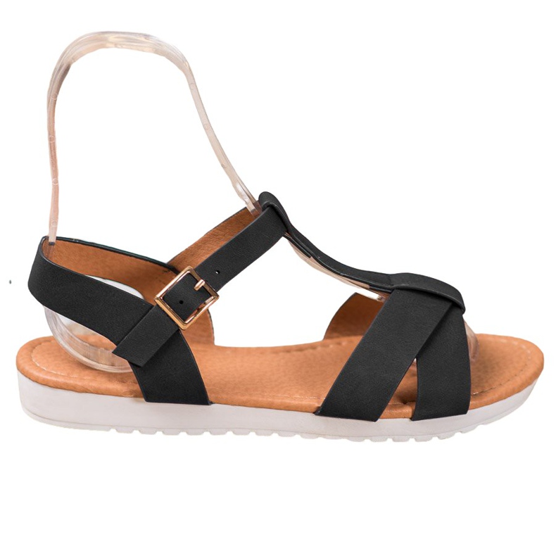 SHELOVET Crne tekstilne sandale crno