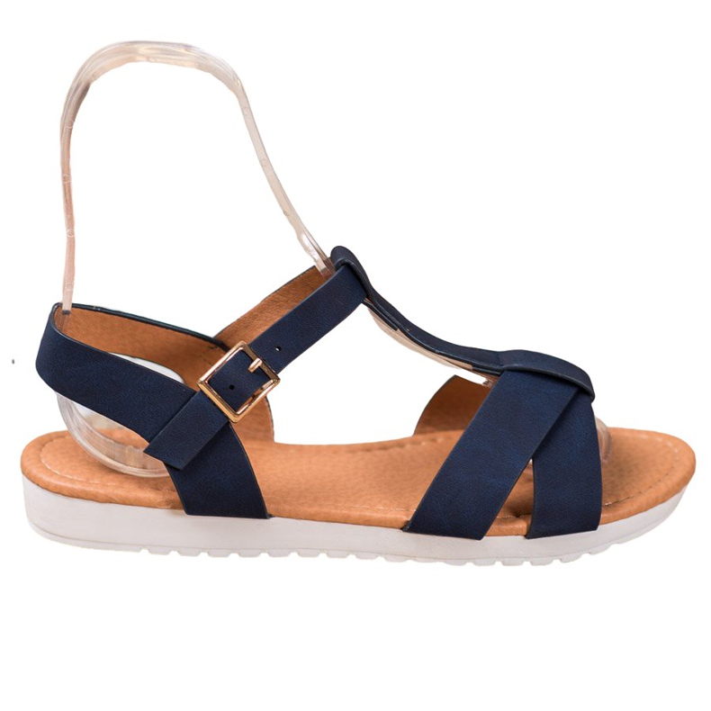 SHELOVET Tamnoplave tekstilne sandale plava