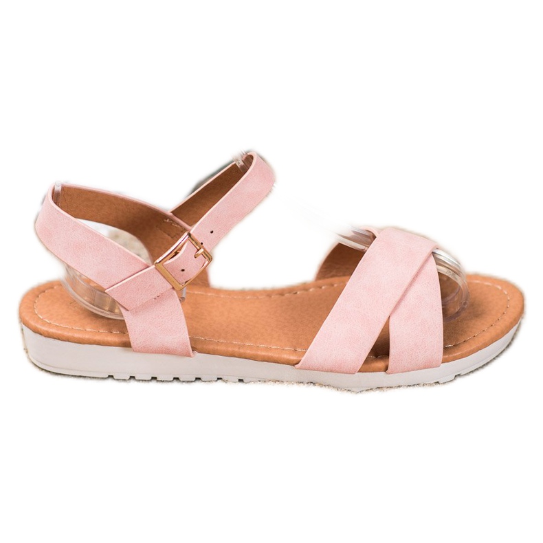 SHELOVET Udobne sandale od tekstila ružičasta