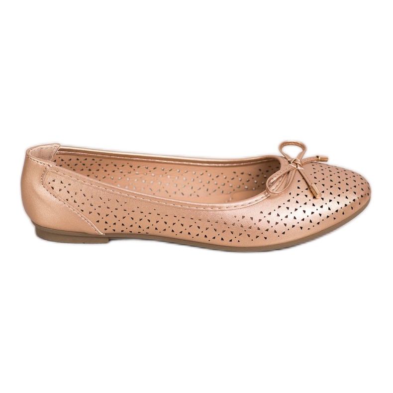 SHELOVET Ažur balerina s eko kožom zlatna