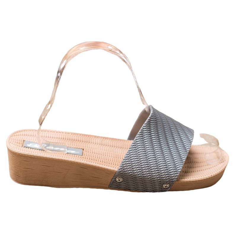 Bona Elegantne papuče na klin siva