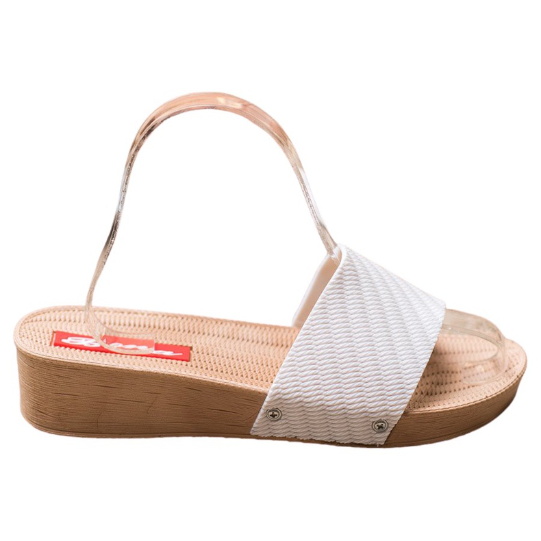 Bona Elegantne papuče na klin bijela