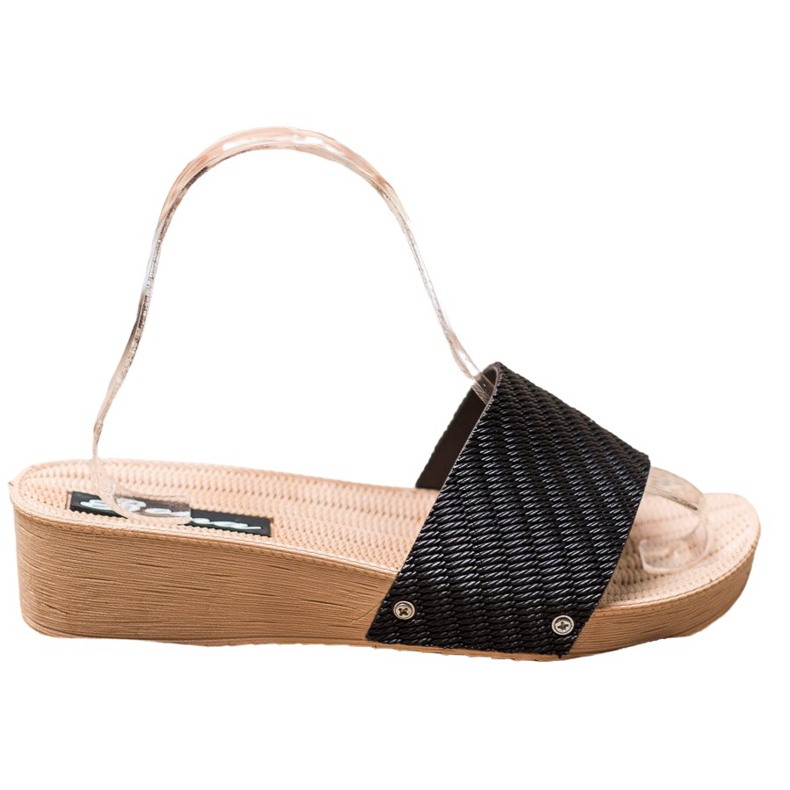 Bona Elegantne papuče na klin crno