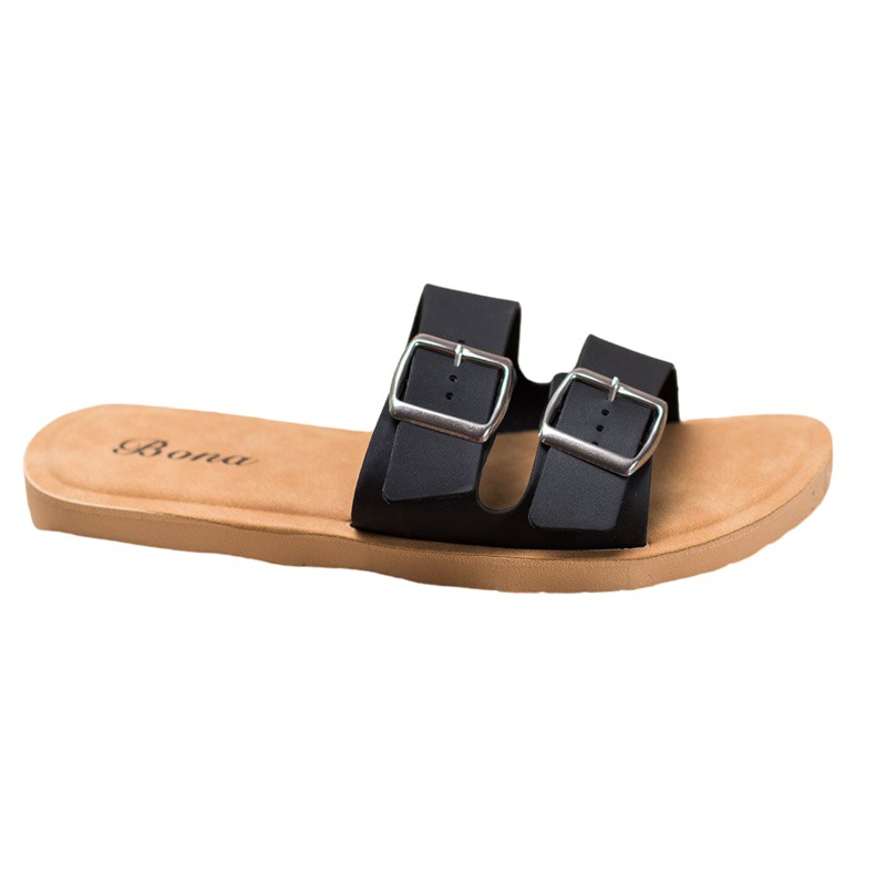 Bona Klasične papuče s kopčom crno