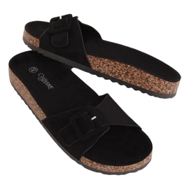 Crne G-5026 Crne papuče od pluta crna