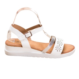 Renda Sandale na klin s eko kožom bijela