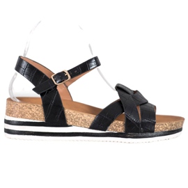 Comer Crne sandale s eko kožom crna