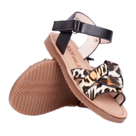 FRROCK Dječje sandale s čičkom Panterka Mimi smeđa crna narančasta