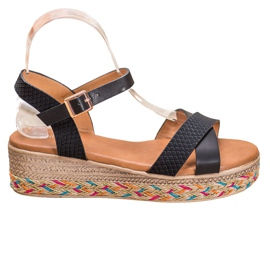 Small Swan Modne sandale s eko kožom crna