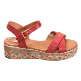 Small Swan Modne sandale s eko kožom crvena