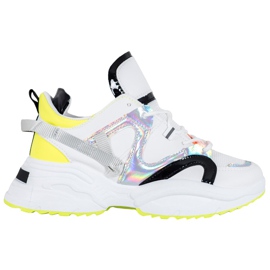 Weide Modne tenisice bijela crna siva žuta boja