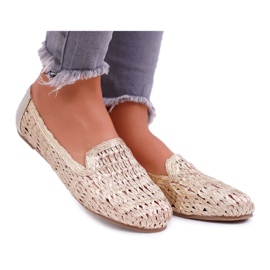 Ženske balerinke Lu Boo Pletene zlatne 4Ever zlatni